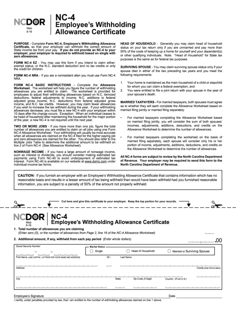 Nc 4 Printable Form: A Comprehensive Guide to Completing the Form Correctly