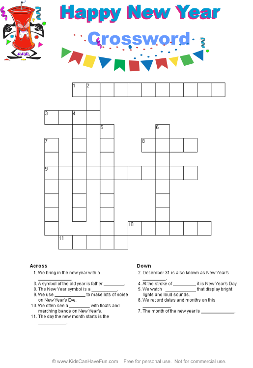 New Years Crossword Printable: A Festive Way to Ring in the New Year