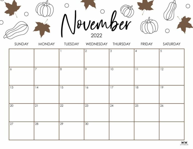 November Calendar Printable: Plan Your Month with Style