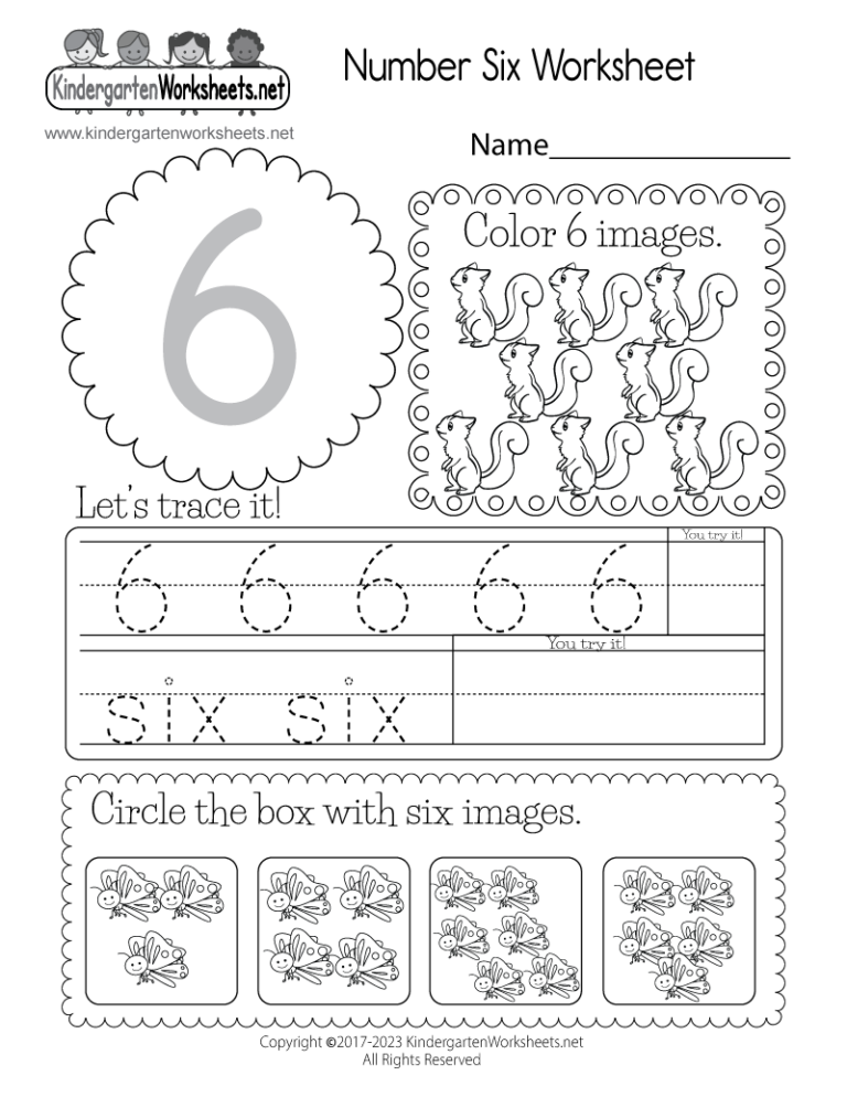 Number 6 Worksheets Free Printable