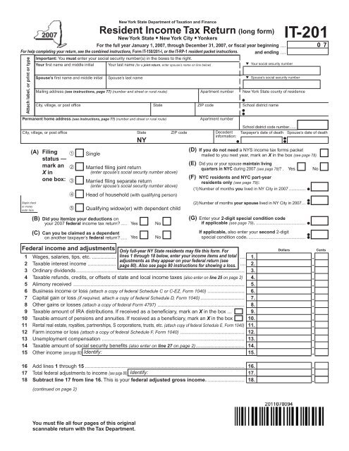 NY State IT-201 Printable Form: A Comprehensive Guide for Seamless Tax Filing