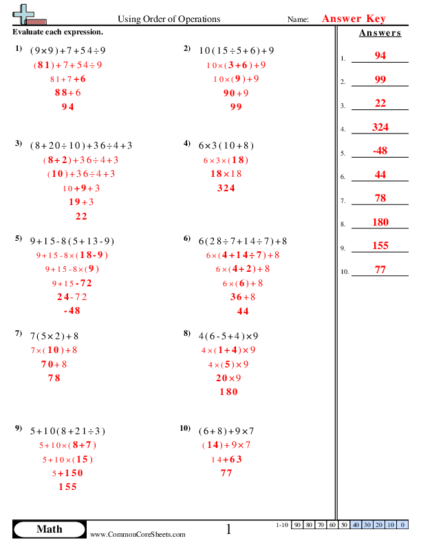 Order of Operations Printable Worksheet: Master the PEMDAS Hierarchy