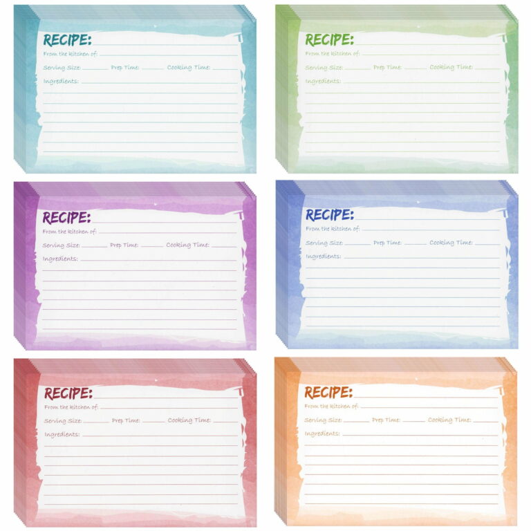 Organize Your Culinary Creations with Printable Recipe Cards 4×6