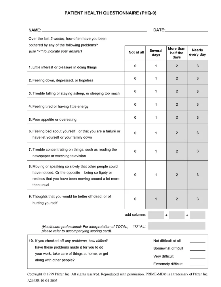 PHQ-9 Printable Form: A Comprehensive Guide to Mental Health Screening