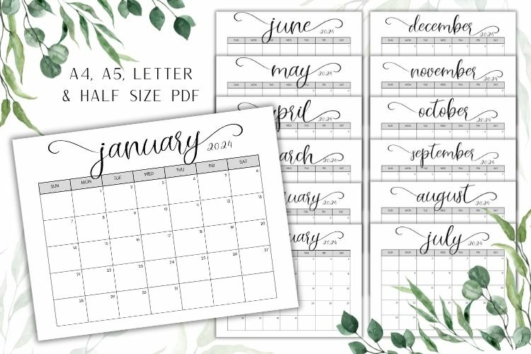 Printable 12 Month Calendar 2024: Design, Customization, and Inspiration