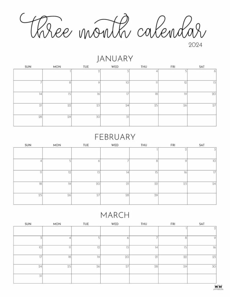 Printable 3 Month Calendar 2024: Plan Your Year with Ease