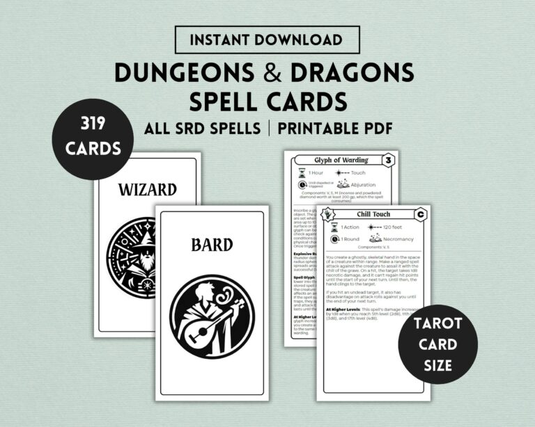 Printable 5e Spell Cards: Elevate Your D&D Gameplay