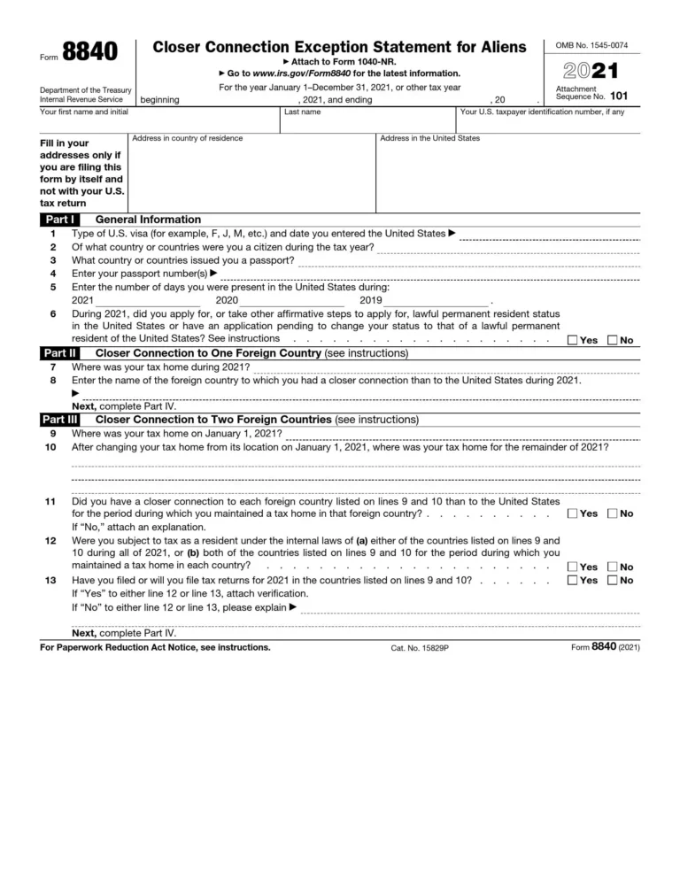 Printable 8840 Form: A Comprehensive Guide to Filing