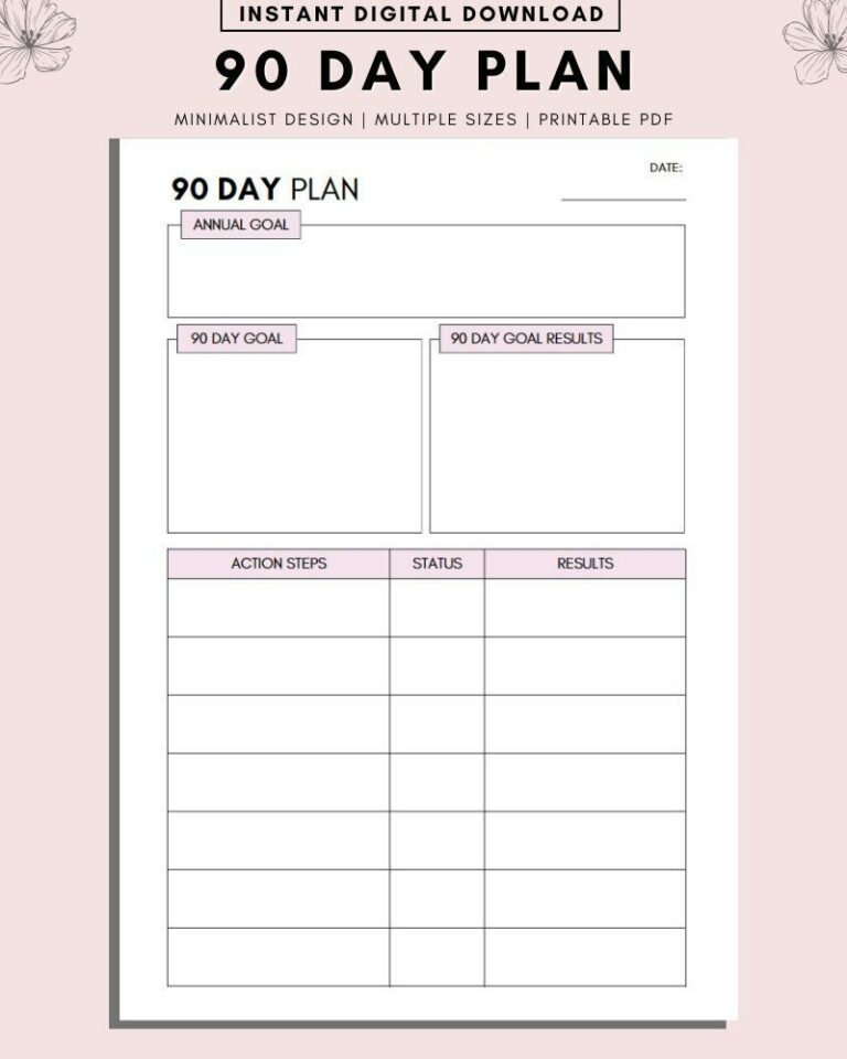 Printable 90 Day Calendar: Plan and Organize Your Year with Ease