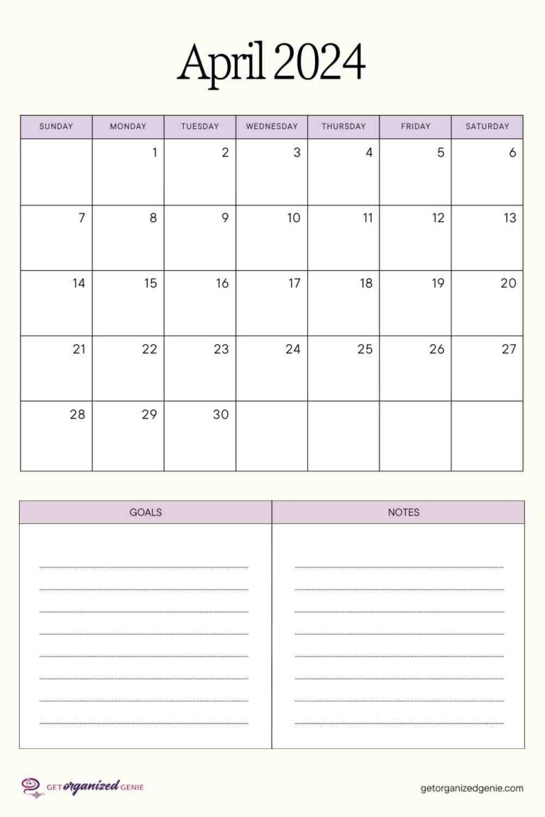 Printable April 2024 Calendar: Stay Organized and Productive