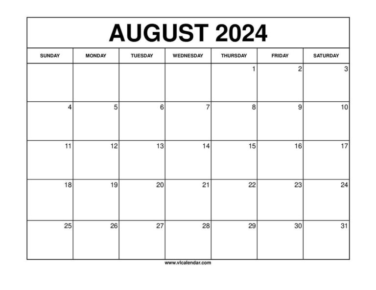 Printable August 2024 Calendar: Organize Your Month with Style and Efficiency