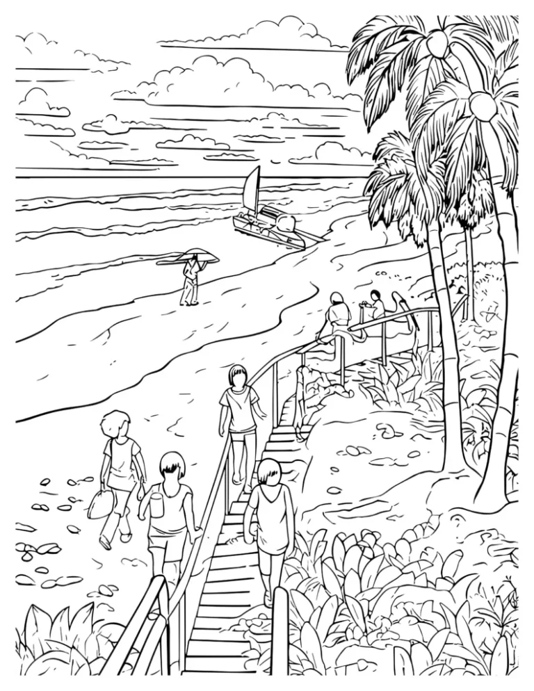 Printable Beach Coloring Pages: A Serene Escape for All Ages