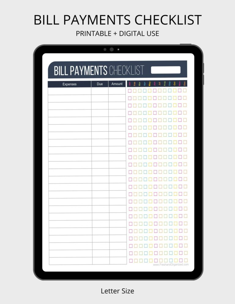 Printable Bill Pay Checklist: Your Essential Guide to Financial Organization