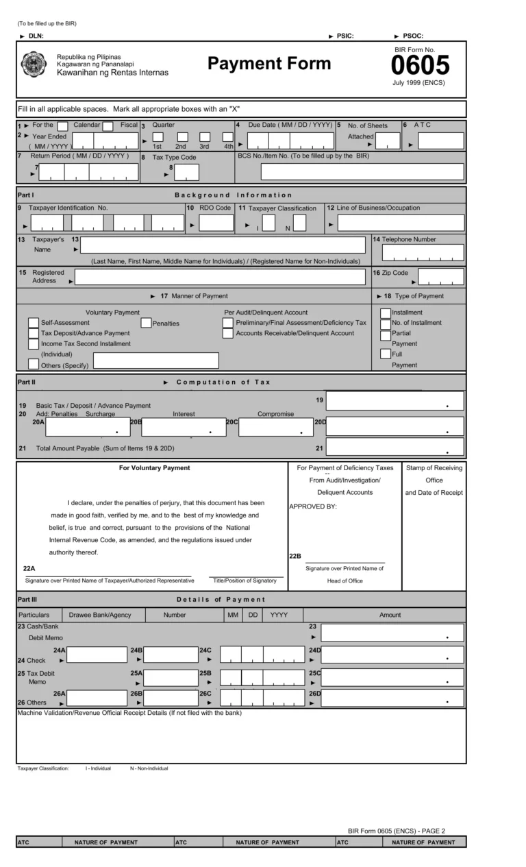 Printable BIR Form 0605: A Comprehensive Guide to Its Uses and Benefits