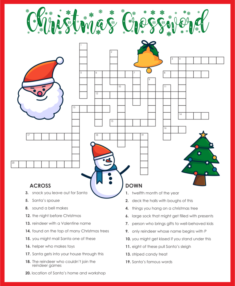 Printable Crossword Christmas: A Festive Way to Exercise Your Mind