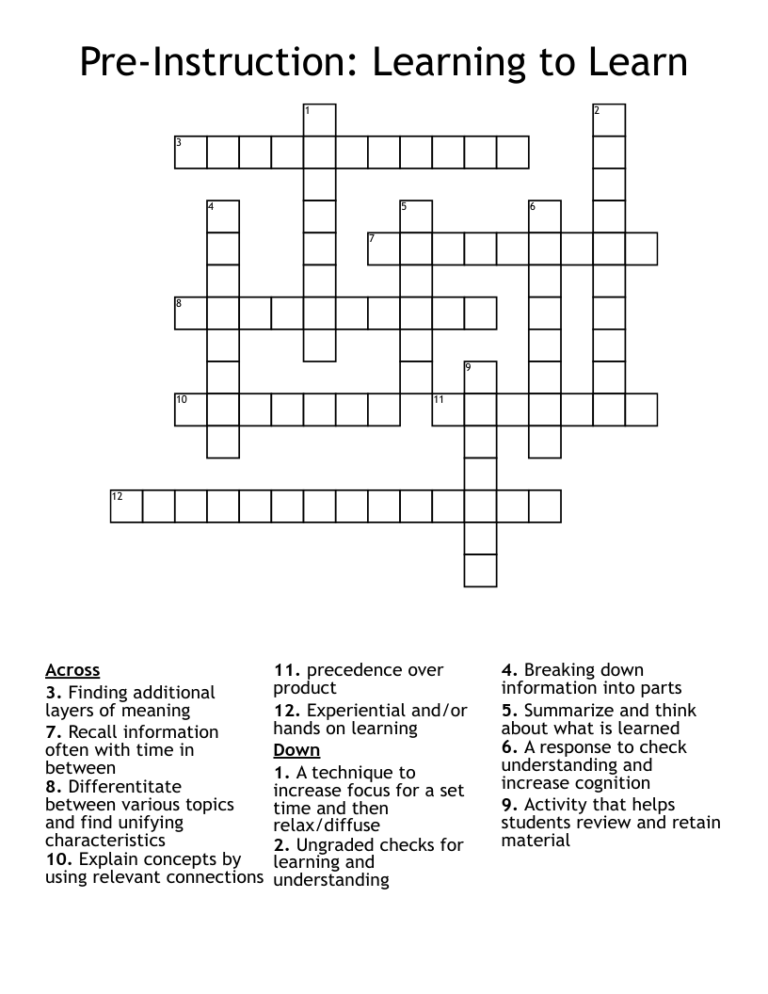 Printable Crossword Puzzles for 6th Graders: Enhance Learning and Cognitive Skills