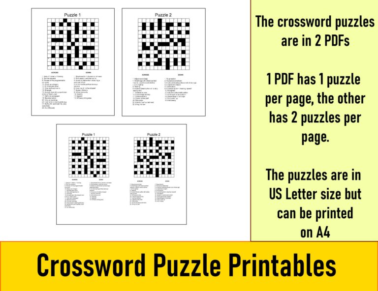 Printable Crossword Puzzles For Adults PDF: Engage Your Mind and Relax