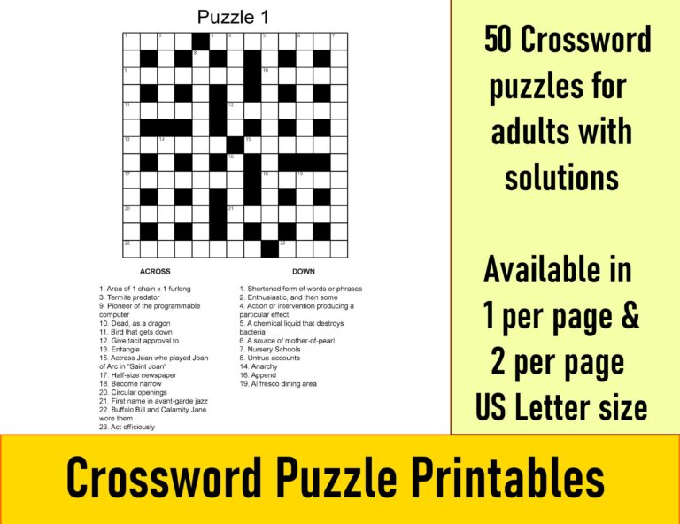 Printable Crossword Puzzles For Adults With Answers: Engage Your Mind and Expand Your Vocabulary