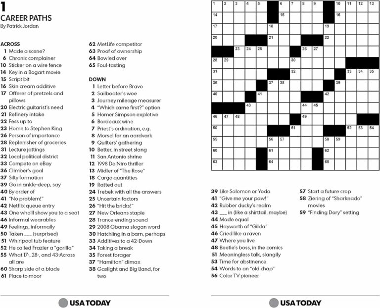 Printable Crossword USA Today: Enhance Your Mind and Connect with Others