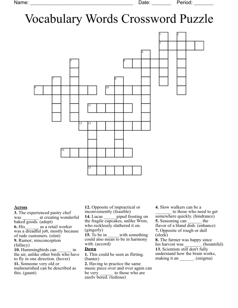 Printable Crossword With Word Bank: Enhance Vocabulary and Problem-Solving Skills