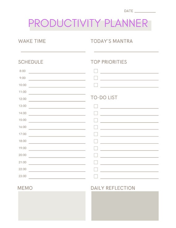 Printable Daily Planner: The Ultimate Guide to Organization and Productivity