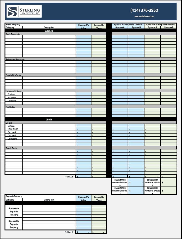 Printable Divorce Asset Worksheet: A Comprehensive Guide to Equitable Division