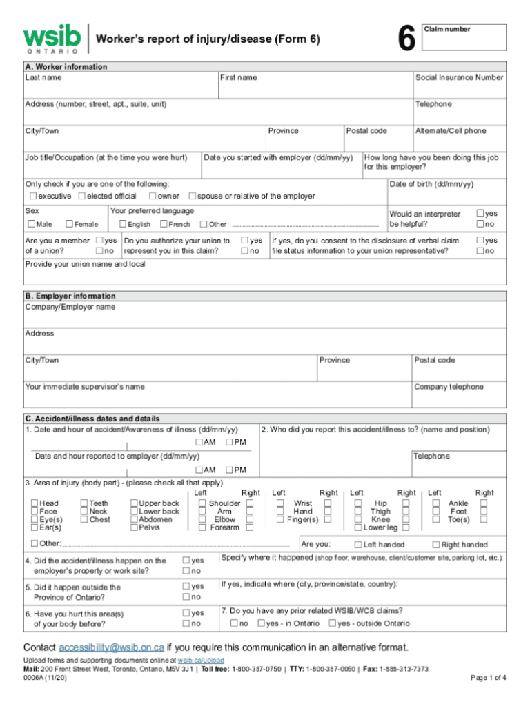 Printable Form 6 WSIB: A Comprehensive Guide for Workplace Injury Claims