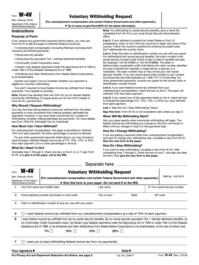 Printable Form W-4v: A Guide to Accurate Withholding