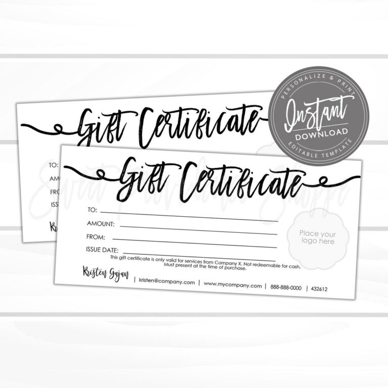 Printable Gift Certificate Template: A Comprehensive Guide to Design, Customization, and Distribution