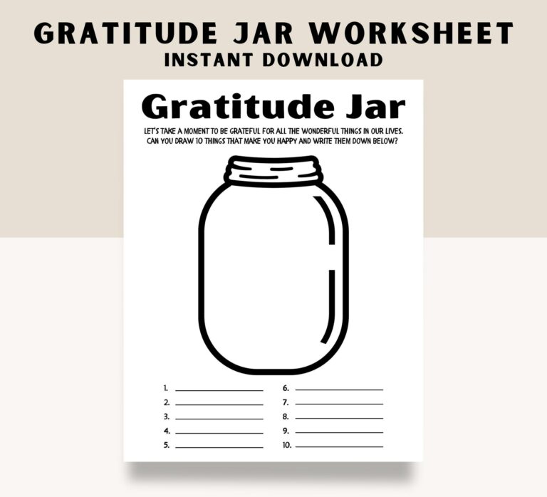 Printable Gratitude Jar Worksheet: A Guide to Cultivating Gratitude