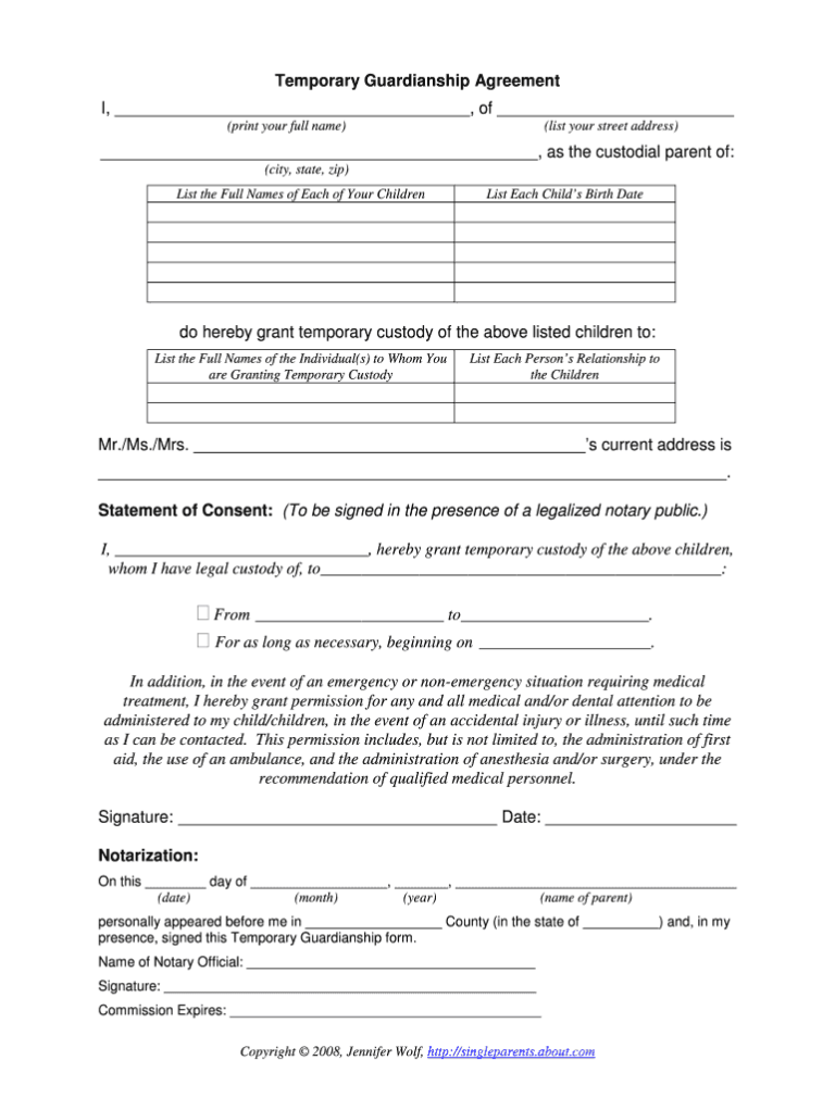 Printable Guardianship Form: A Comprehensive Guide for Understanding and Completion