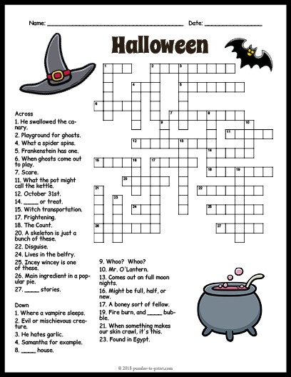 Printable Halloween Crossword Puzzles: A Spooktacular Way to Celebrate