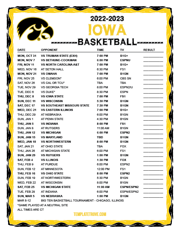 Printable Iowa Men’s Basketball Schedule: A Comprehensive Guide to the Upcoming Season