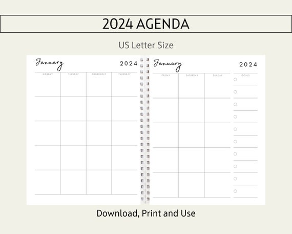 Printable January 2024: Stay Organized and Productive