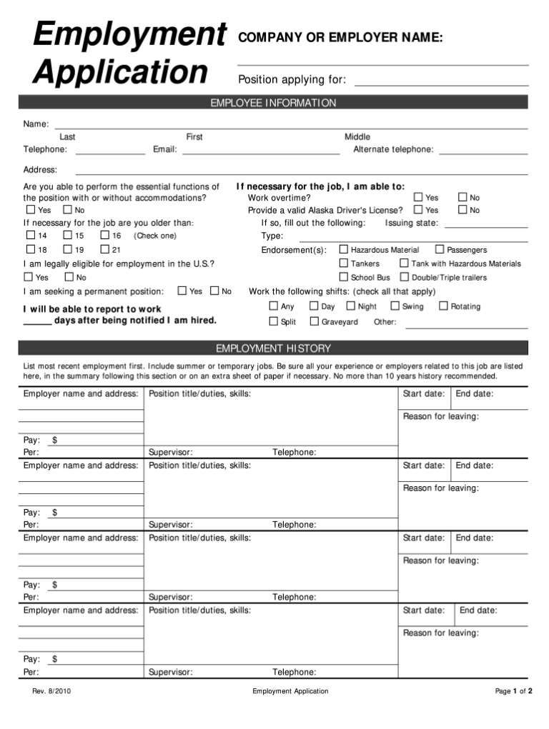 Printable Job Application Template: A Comprehensive Guide for Job Seekers and Employers