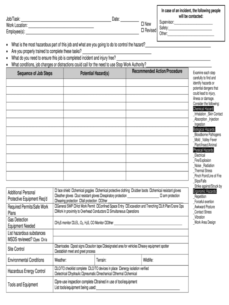 Printable JSA Form: Your Comprehensive Guide to Enhanced Job Safety Analysis