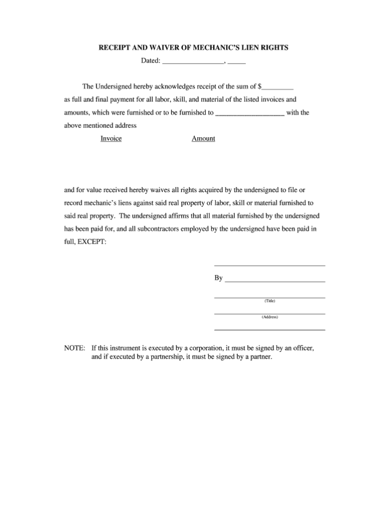 Printable Lien Waiver Form: A Comprehensive Guide to Protecting Your Interests