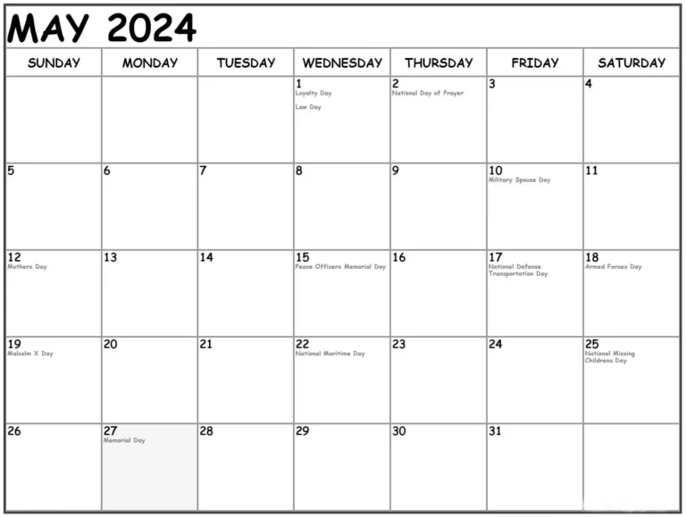 Printable May 2024 Calendar: A Comprehensive Guide to Planning and Scheduling