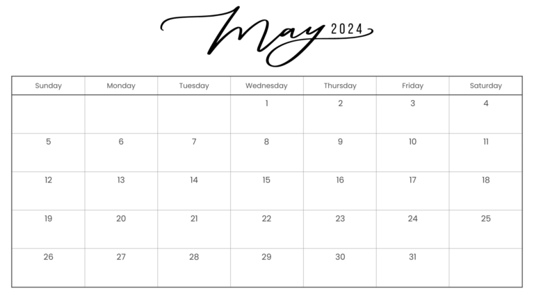 Printable May Calendar: Your Guide to Staying Organized and Productive