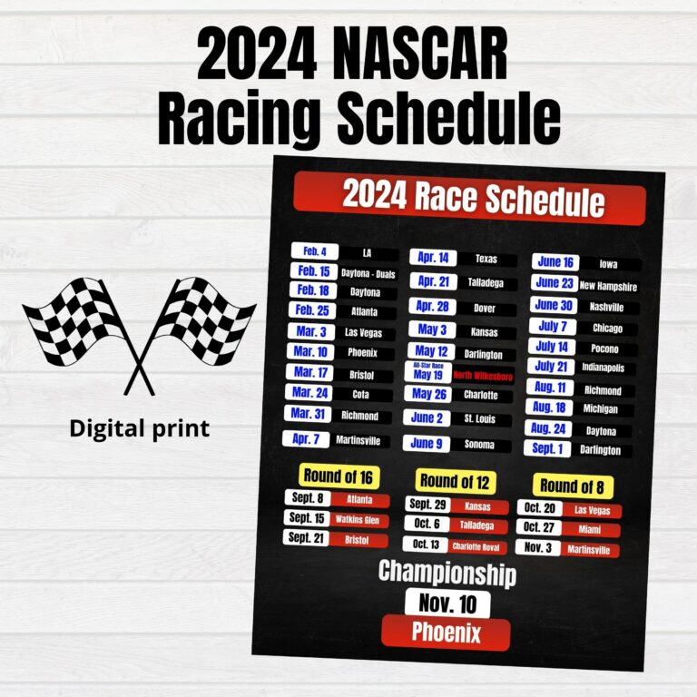 Printable NASCAR Schedule 2024: Your Ultimate Guide to the Season