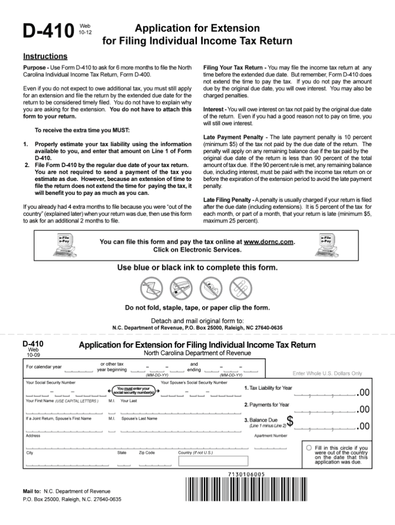 Printable Nc Form D 410: A Comprehensive Guide