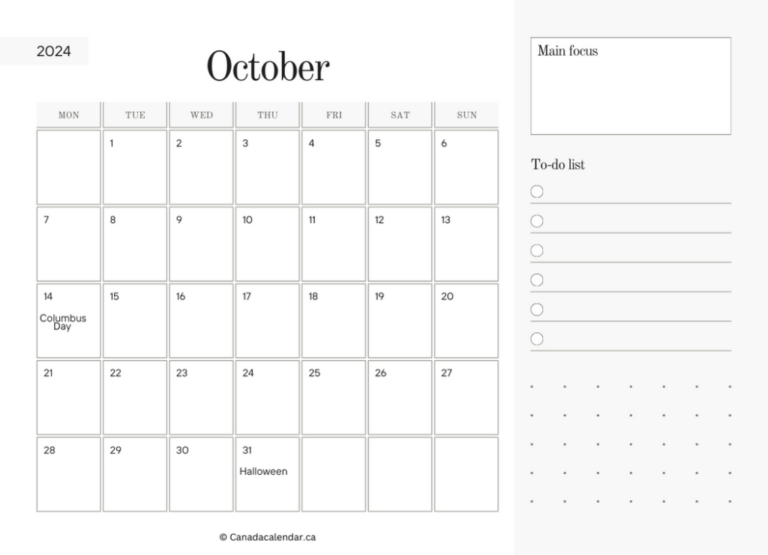 Printable October 2024 Calendar: A Comprehensive Guide for Planning and Organization