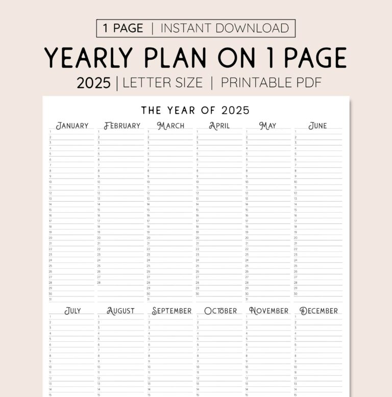 Printable One Page Calendar 2025: An Essential Planning Tool