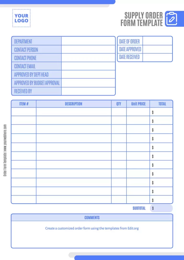 Printable Order Form Template: Streamline Your Ordering Process