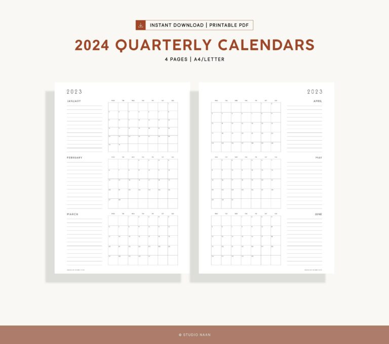 Printable Quarterly Calendar 2024: An Essential Tool for Planning and Productivity