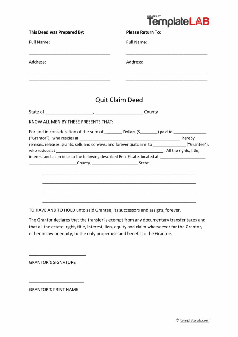 Printable Quit Claim Deed: A Comprehensive Guide to Transferring Property Ownership