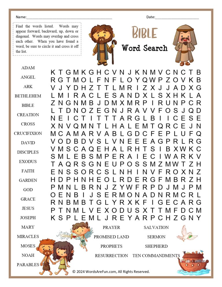 Printable Religious Word Search: A Journey of Faith and Knowledge