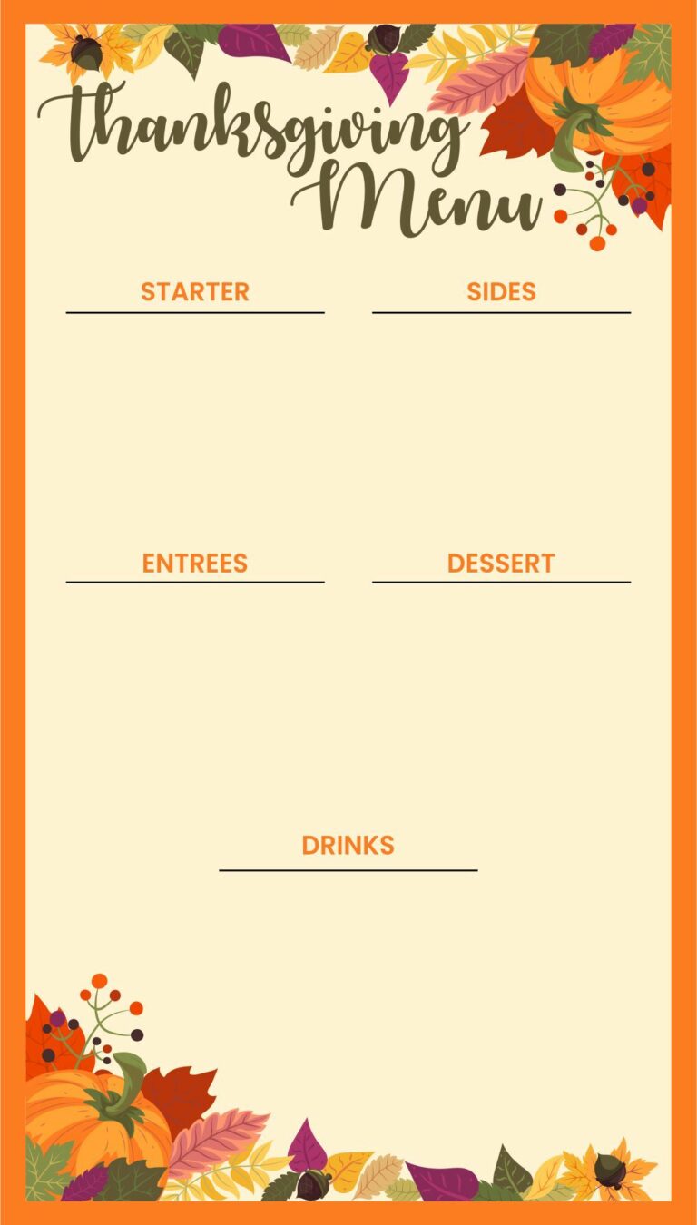 Printable Thanksgiving Menu Template Free: Design, Customize, and Print Your Perfect Holiday Feast