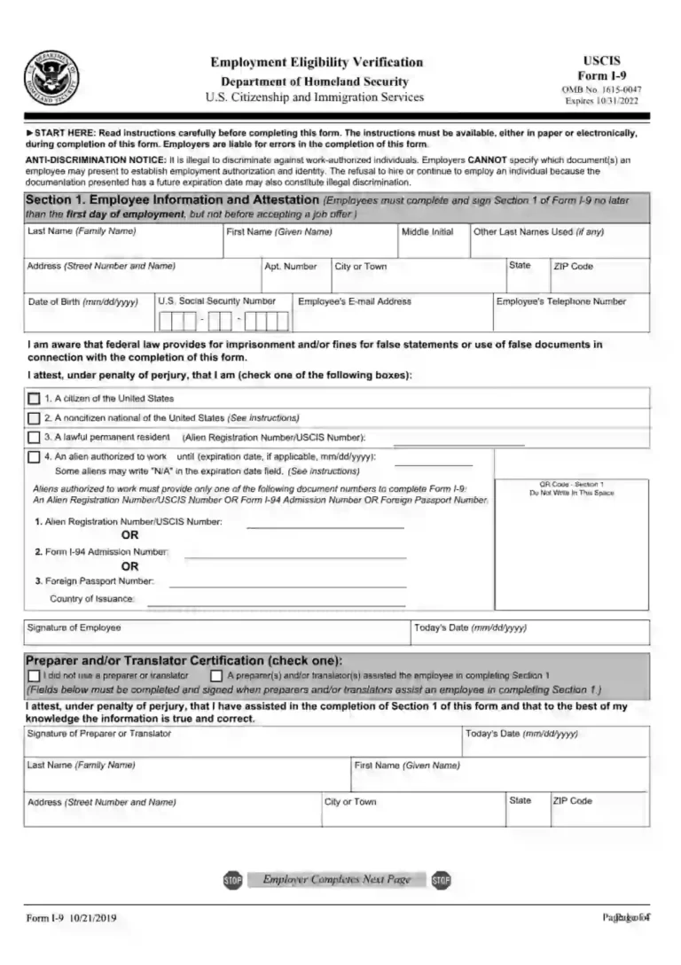Printable USCIS Form I-9: A Comprehensive Guide to Completing, Downloading, and Submitting