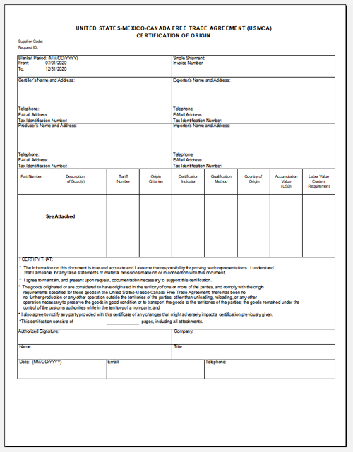 Printable USMCA Form: A Comprehensive Guide for Understanding and Completing